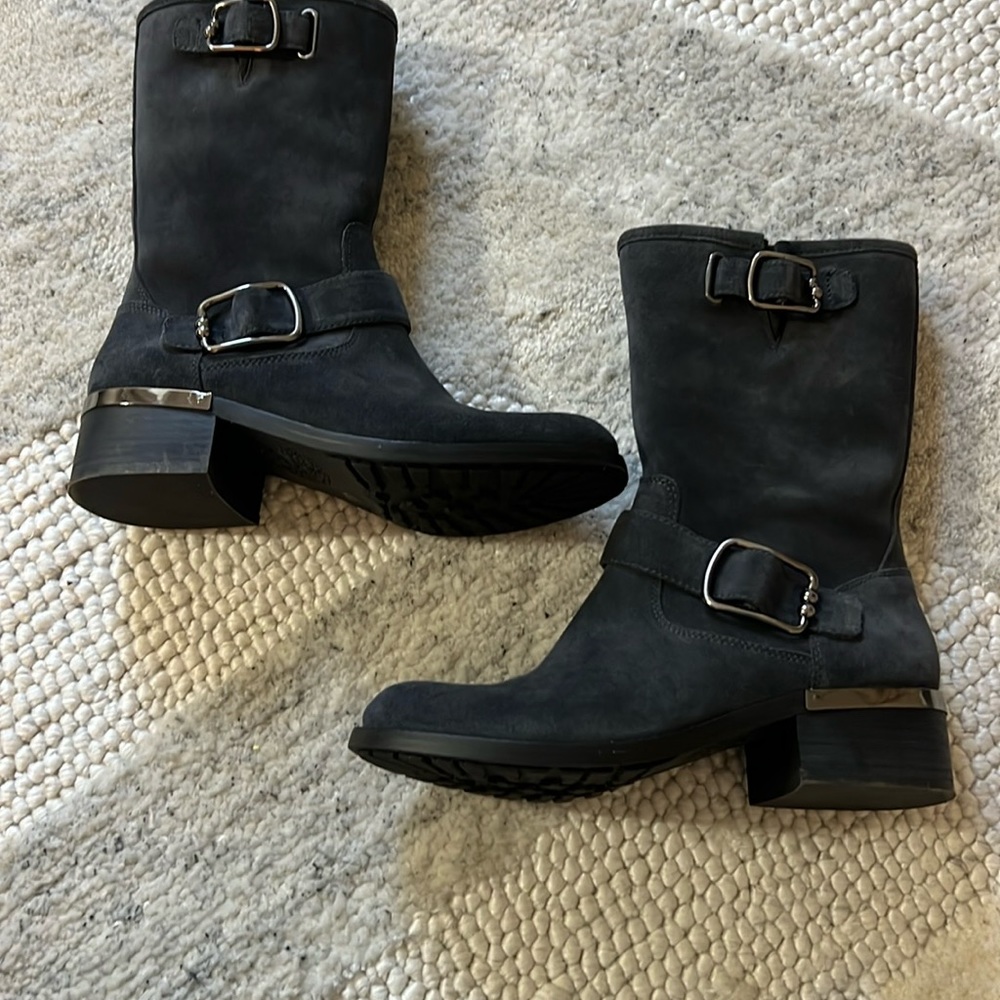 Vince Camuto Grey suede Leather Moto  Boots